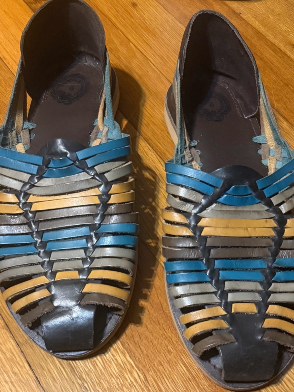 Women’s Multistrap Leather Huarache Sandal - Blue/Tan/Gray